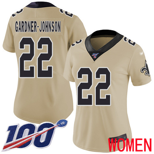 New Orleans Saints Limited Gold Women Chauncey Gardner Johnson Jersey NFL Football 22 100th Season Inverted Legend Jersey